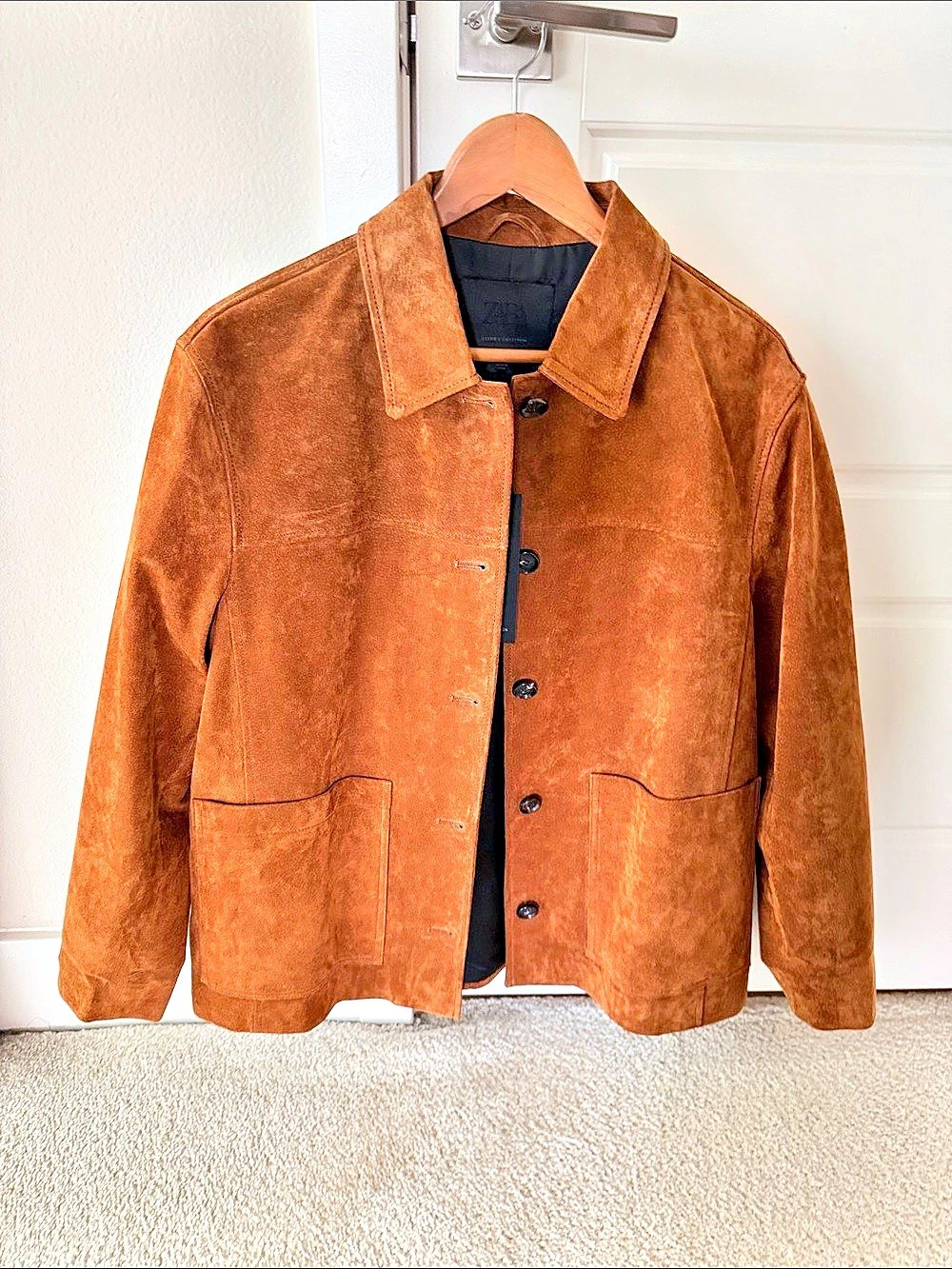 Women’s Zara Suede Leather Collection Leather Jacket in Brown Medium NWT - Picture 4 of 7